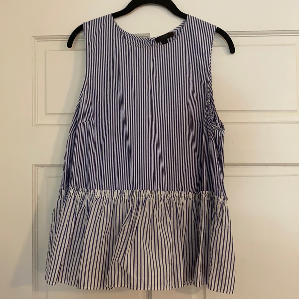 J.Crew White and Blue Summer Blouse